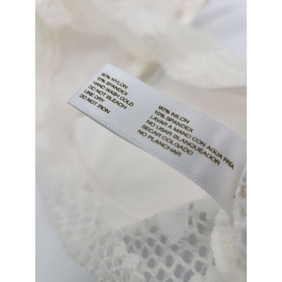Adrienne Vittadini Pullover Bra Large Womens White Lace Overlay Padded Wireless - Picture 5 of 5
